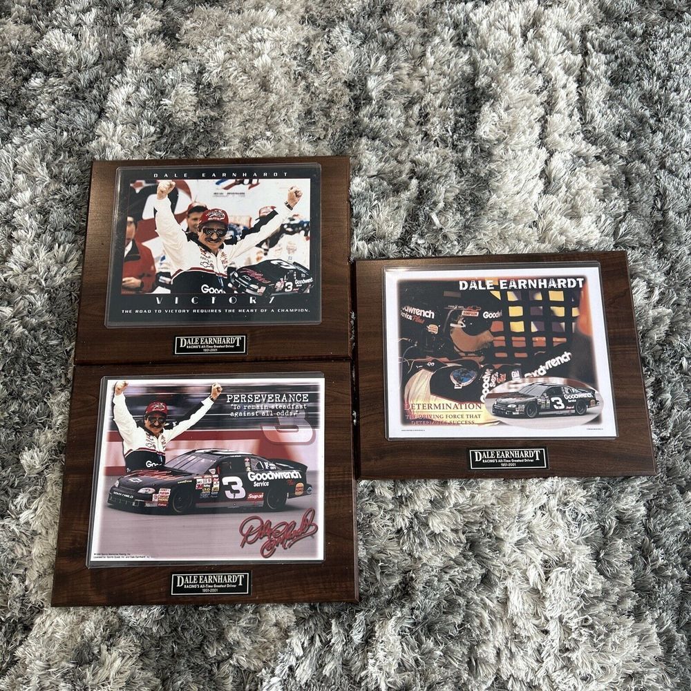 Lot of 3 NASCAR Racing Dale Earnhardt #3‎ Print Plaques On The Wall Vintage 90's